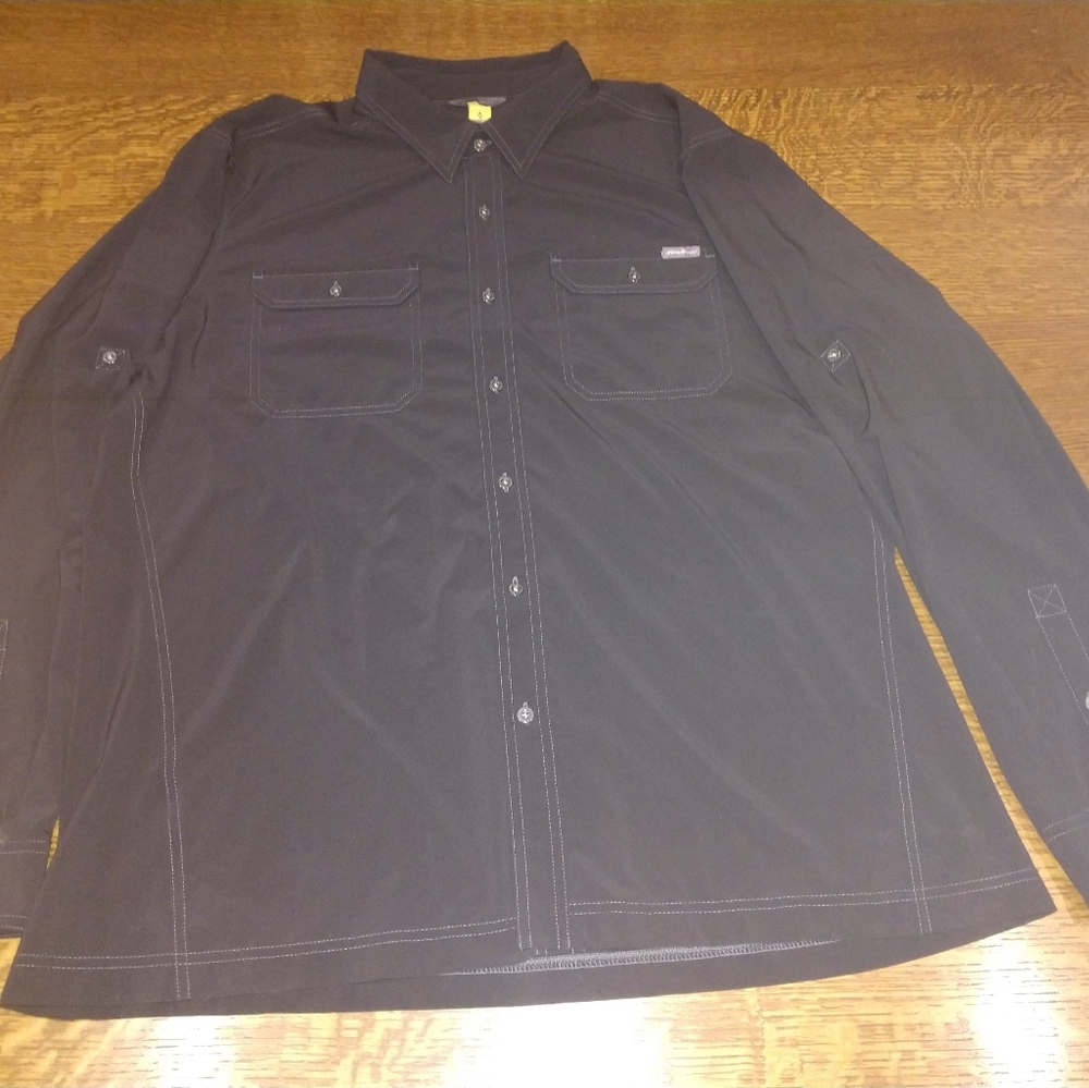 Eddie Bauer Casual Button Down Shirt XL Navy Blue